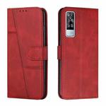 vivo Y51 2020/Y51 2020 December/Y31 2020/Y51a Stitching Calf Texture Buckle Leather Phone Case(Red)
