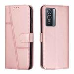 For vivo Y76 / Y76s Stitching Calf Texture Buckle Leather Phone Case(Pink)