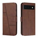 For Google Pixel 6 Stitching Calf Texture Buckle Leather Phone Case(Brown)