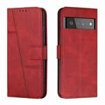 For Google Pixel 6 Pro Stitching Calf Texture Buckle Leather Phone Case(Red)