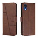 For Samsung Galaxy A03 Core Stitching Calf Texture Buckle Leather Phone Case(Brown)