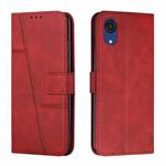 For Samsung Galaxy A03 Core Stitching Calf Texture Buckle Leather Phone Case(Red)