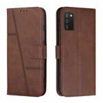 For Samsung Galaxy A03s 164mm Stitching Calf Texture Buckle Leather Phone Case(Brown)