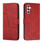 For Samsung Galaxy A13 5G Stitching Calf Texture Buckle Leather Phone Case(Red)