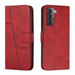 For Samsung Galaxy S22+ 5G Stitching Calf Texture Buckle Leather Phone Case(Red)