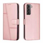 For Samsung Galaxy S22+ 5G Stitching Calf Texture Buckle Leather Phone Case(Pink)