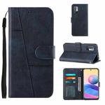 For Xiaomi Redmi Note 10 5G/Note 10T/Poco M3 Pro 5G Stitching Calf Texture Buckle Leather Phone Case(Blue)