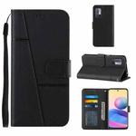 For Xiaomi Redmi Note 10 5G/Note 10T/Poco M3 Pro 5G Stitching Calf Texture Buckle Leather Phone Case(Black)