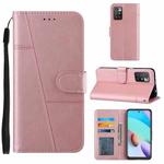 For Xiaomi Redmi 10 Stitching Calf Texture Buckle Leather Phone Case(Pink)