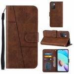 For Xiaomi Redmi 10 Stitching Calf Texture Buckle Leather Phone Case(Brown)