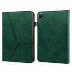 For iPad Pro 12.9 2022 / 2021 / 2020 / 2018 Solid Color Embossed Striped Leather Case(Green)