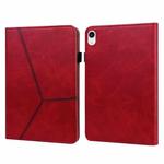 For iPad mini 6 Solid Color Embossed Striped Leather Case(Red)