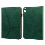 For iPad mini 6 Solid Color Embossed Striped Leather Case(Green)