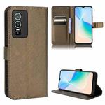 For vivo Y76 5G Diamond Texture Leather Phone Case(Brown)