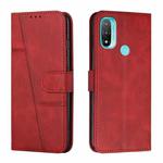 For Motorola Moto E20 / E30 / E40 Stitching Calf Texture Buckle Leather Phone Case(Red)