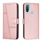 For Motorola Moto E20 / E30 / E40 Stitching Calf Texture Buckle Leather Phone Case(Pink)