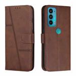 For Motorola Edge 20 Stitching Calf Texture Buckle Leather Phone Case(Brown)