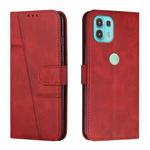 For Motorola Edge 20 Lite Stitching Calf Texture Buckle Leather Phone Case(Red)