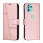 For Motorola Edge 20 Lite Stitching Calf Texture Buckle Leather Phone Case(Pink)