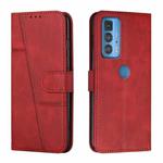 For Motorola Edge 20 Pro Stitching Calf Texture Buckle Leather Phone Case(Red)