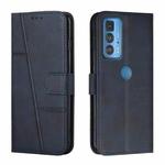 For Motorola Edge 20 Pro Stitching Calf Texture Buckle Leather Phone Case(Blue)