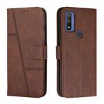 For Motorola Moto G Pure Stitching Calf Texture Buckle Leather Phone Case(Brown)