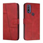 For Motorola Moto G Pure Stitching Calf Texture Buckle Leather Phone Case(Red)