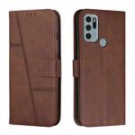 For Motorola Moto G60S Stitching Calf Texture Buckle Leather Phone Case(Brown)