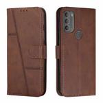 For Motorola Moto G71 5G Stitching Calf Texture Buckle Leather Phone Case(Brown)