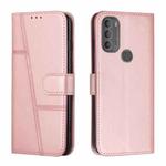 For Motorola Moto G71 5G Stitching Calf Texture Buckle Leather Phone Case(Pink)