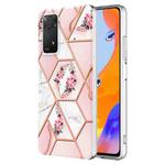 For Xiaomi Redmi Note 11 Pro 5G / 4G Splicing Marble Flower Pattern TPU Phone Case(Pink Flower)