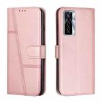 For Tecno Camon 17 Pro Stitching Calf Texture Buckle Leather Phone Case(Pink)