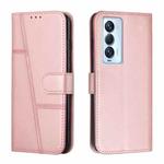 For Tecno Camon 18 Premier Stitching Calf Texture Buckle Leather Phone Case(Pink)