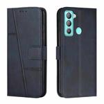 For Tecno Pop 5 LTE Stitching Calf Texture Buckle Leather Phone Case(Blue)