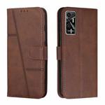 For Tecno Pova 2 Stitching Calf Texture Buckle Leather Phone Case(Brown)