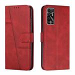 For Tecno Pova 2 Stitching Calf Texture Buckle Leather Phone Case(Red)