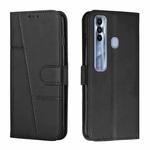 For Tecno Spark 7 Pro Stitching Calf Texture Buckle Leather Phone Case(Black)