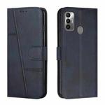 For Tecno Spark 7 / 7T Stitching Calf Texture Buckle Leather Phone Case(Blue)