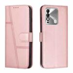 For Tecno Spark 8 Stitching Calf Texture Buckle Leather Phone Case(Pink)