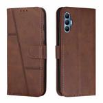 For Tecno Spark 8P Stitching Calf Texture Buckle Leather Phone Case(Brown)