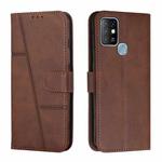 For Infinix Hot 10 Stitching Calf Texture Buckle Leather Phone Case(Brown)