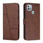 For Infinix Hot 10i Stitching Calf Texture Buckle Leather Phone Case(Brown)