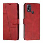 For Infinix Hot 10 Play / Smart 5 2021 Stitching Calf Texture Buckle Leather Phone Case(Red)