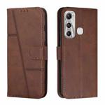 For Infinix Hot 11 Stitching Calf Texture Buckle Leather Phone Case(Brown)