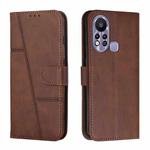 For Infinix Hot 11S with Fingerprint Hole Stitching Calf Texture Buckle Leather Phone Case(Brown)