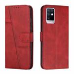 For Infinix Note 10 Stitching Calf Texture Buckle Leather Phone Case(Red)