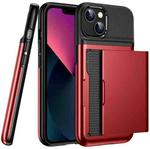 Push Card Armor Phone Case For iPhone 13(Red)
