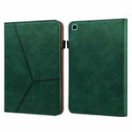 For Samsung Galaxy Tab S6 Lite P610/P615 Solid Color Embossed Striped Leather Tablet Smart Case(Green)