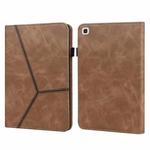 For Samsung Galaxy Tab A7 10.4 (2020) T500/T505 Solid Color Embossed Striped Leather Tablet Case(Brown)