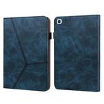 For Samsung Galaxy Tab A7 10.4 (2020) T500/T505 Solid Color Embossed Striped Leather Tablet Case(Blue)
